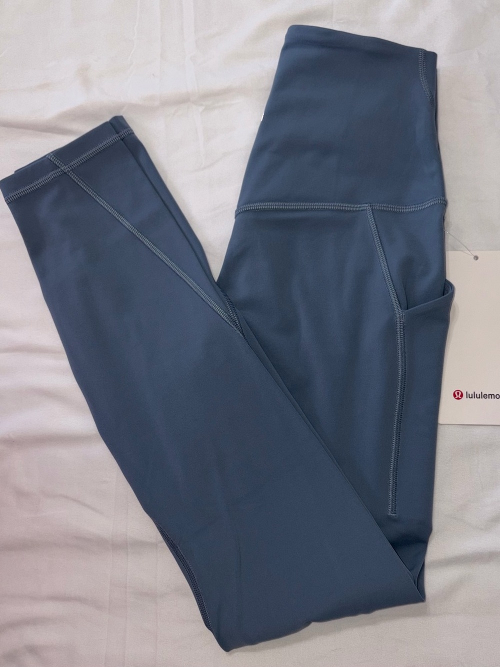 NWT•LULULEMON•SIZE 4•ALIGN HI RISE 25”L PANTS*POCKETS•AUTHENTIC•STEEL BLUE $128